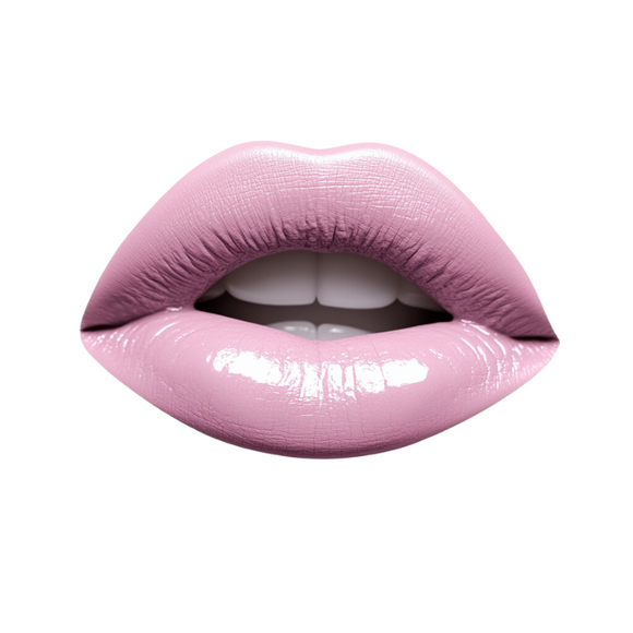Pink lip gloss by WigSlayers Cosmetics with a gold cap, offering a glossy and hydrating finish.